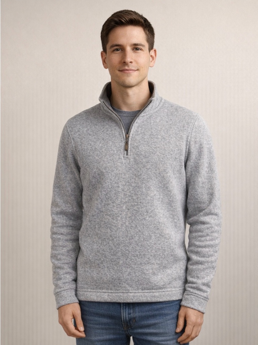 Aspen® Heather Brown Quarter‑Zip Pullover Sweater | Size Small | Like New